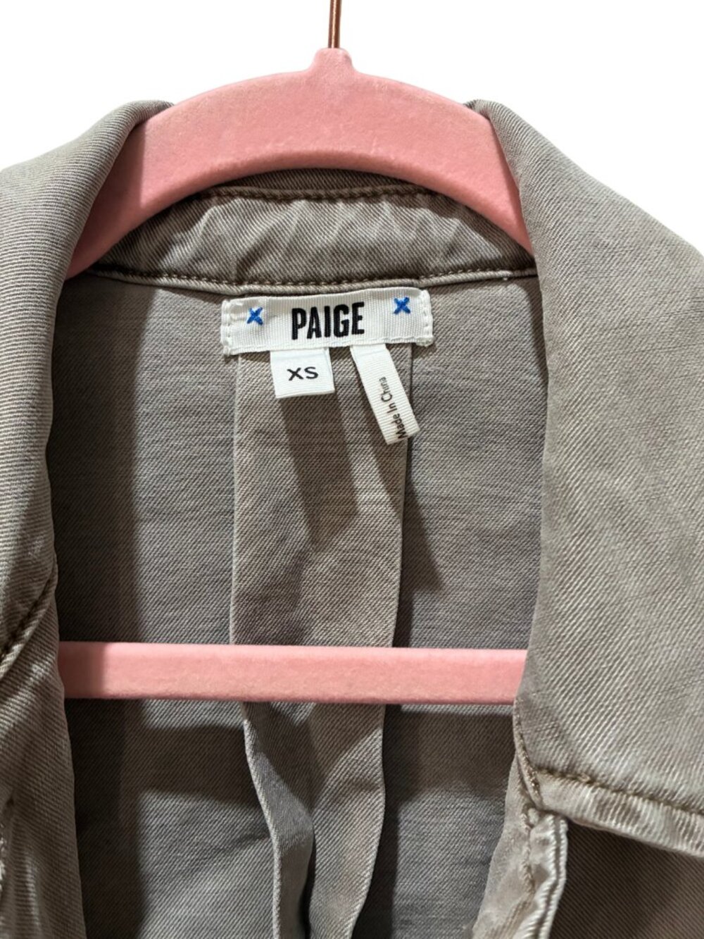 PAIGE Pacey Utility Military Jacket Vintage Moss Taupe Khaki Casual XSmall - Picture 7 of 7
